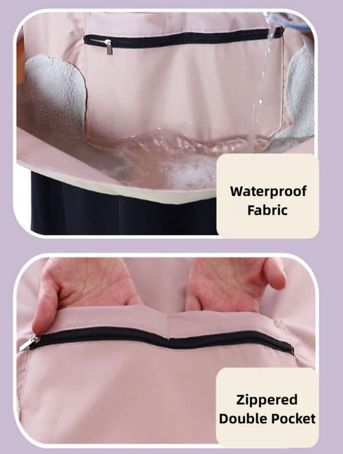 NAN Wind Women Kitchen Apron with Big Pockets,Chef Long Sleeves Waterproof Apron for Cooking Baking Cleaning Work