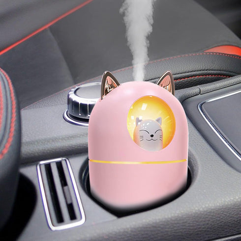 Small Humidifier, Cute Portable Cool Mist with 6 Pcs Humidifier Sticks, 7 Color Night Light
