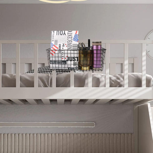 Ymeibe Metal Hanging Bedside Basket for Bunk Beds & Collage Dorms - Cabinet Wire Organizer for Storage, Multi-Use Large