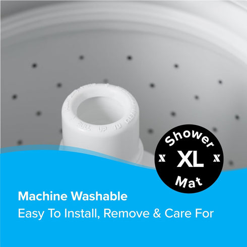 SlipX Solutions 27" Oversize Square Shower Mat - Non-Slip Mat for Elderly & Kids, Machine Washable, White Pearl