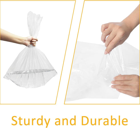 200 Pack 18 24 Inch Packaging, Bag(1 x Plastic Produce Bags Bread Loaf Bags Clear Plastic Flat Poly Bags with Twist