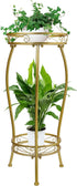Stands2 27.1 inch Kavlium Plant Stand Indoor OutdoorTall Gold Metal Rustproof Stable Plant Tier Multiple Plant Rack