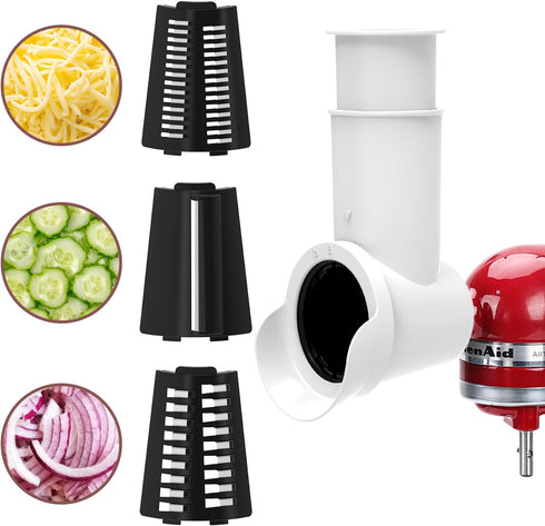 Slicer/Shredder Attachments for KitchenAid Stand Mixers, Food Slicers Cheese Grater Attachment with 3 Blades