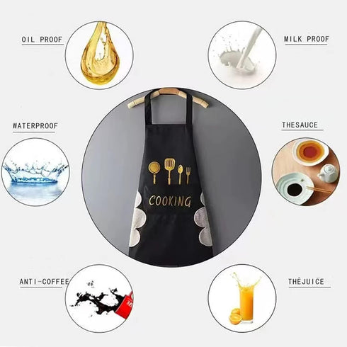 Agirlvct 2 Pack Kitchen Apron with Hand Wipe, Water-drop Resistant Cooking Bib Aprons for Women and Men