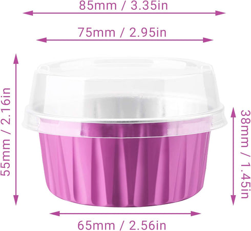 EUSOAR Cupcake Liners, 50pcs 5oz Disposable Ramekins, Aluminum Foil Muffin Liners Baking Cups Containers