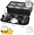 ROTTAY Ice Cube Trays (Set of 2) - Sphere Ice Ball Maker & Large Square Ice Cube Maker for Drinks, Black
