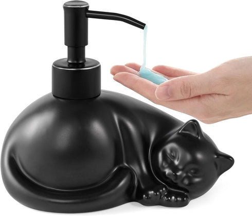 Cat Shape Soap/Lotion/Hand Sanitizer Stainless Steel Pump Dispenser Gifts for Cat Lovers, Refillable for Cute Kitchen