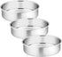 P&P CHEF 6 Inch Round Cake Pan Set of 3, Stainless Steel Baking Layer Pans for Birthday Cake, Silver