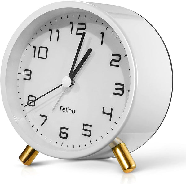 Alarm Clock for Bedroom,Loud Analog Clocks with Silent Non-Ticking,Voice Controlled Light,Small Clock