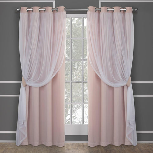 TOWN & COUNTRY LUXE Talia Double Layer Indoor Curtains, Sheer and Room Darkening Blackout, Grommet Top,