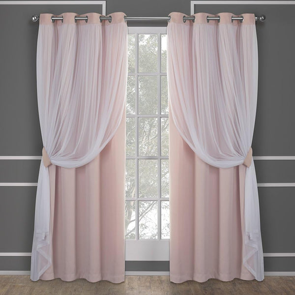TOWN & COUNTRY LUXE Talia Double Layer Indoor Curtains, Sheer and Room Darkening Blackout, Grommet Top,