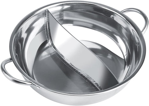 Stainless Steel Pot with Divider for Double-Flavor Soup Cooking, Suitable for Family Gatherings