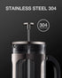 BAYKA 34 Ounce French Press Coffee Maker, Heat Resistant Borosilicate Glass with Stainless Steel