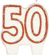 #50 Celebration Candle in White/Red, Party Supply