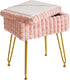 IBUYKE Rectangle Vanity Chair with Storage Space, Footrest Footstool Ottoman, Vanity Stool,