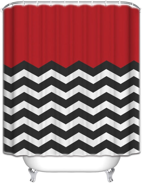 Vandarllin Red Black and White Chevron Shower Curtain, Extra Long 72x84 Inches, Custom Made