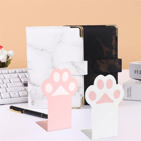 2 Sets Cat Paw Metal Bookends Cute Desktop Bookshelf Sturdy Cartoon Bookshelf for Home and Office Decoration