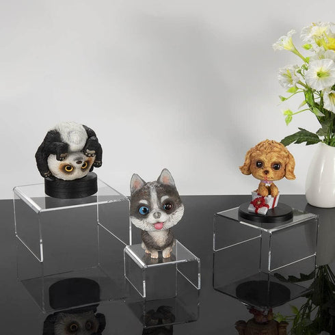 2 Sets,3 -8.4"x6.3"x4.3" NIUBEE Acrylic Display Risers Stand Steps Clear Riser Shelf Showcase for Amiibo Funko POP