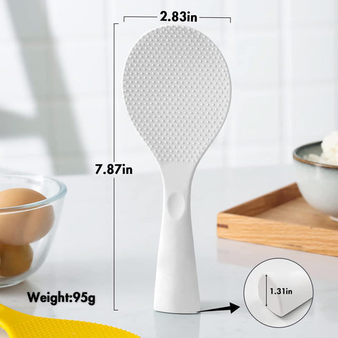 FireKylin Rice Paddle, Silicone Standing Rice Spatula, Non Stick Rice Spoon for Rice Cooker (White)