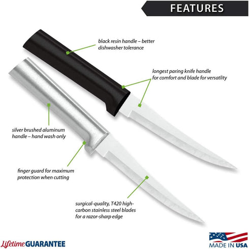 Rada Cutlery Super Parer Knife (R127), 4.38" Stainless Steel Blade, Silver Handle, Made in USA