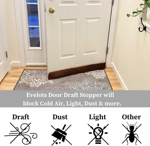 Evelots Cold, Hot Air Door Draft Stopper - Strong Metal Clips to Block Cold Air and Noise, 36 Inch Wide