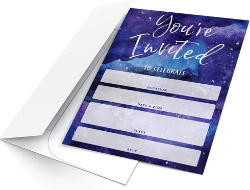 Printed Party Kids Birthday Invitations, Outer Space Galaxy, 25 Invitations and Envelopes