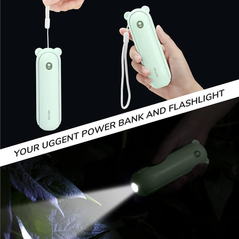 JISULIFE Handheld Fan with 4500 mAh Powerbank, 46 Hours Runtime, Portable Battery Operated Fan, Green