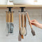 2pcs Under Cabinet Kitchen Utensil Hooks, 360 Rotating Adhesive Hanging Rack for Tools, Towel, Knife (Black)