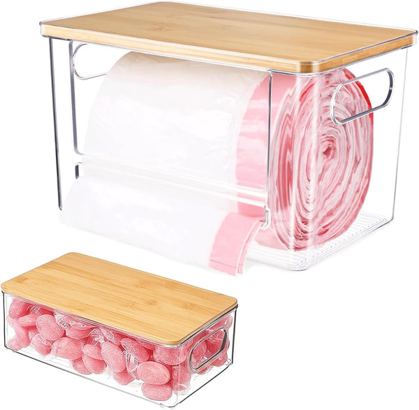 Four Flowers 2 Pack Trash Bag Holder Dispenser for Kitchen, Laundry Room Trash Bag
