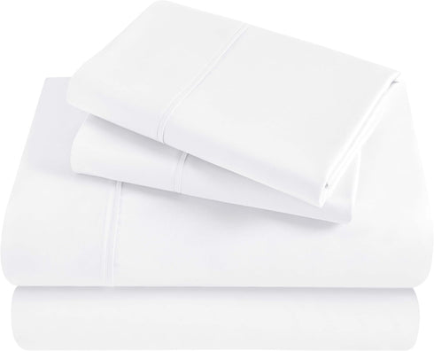 400 Count Set, 1 1 2 Superior Egyptian Cotton Thread Bed Sheet Elastic Deep Pocket Fitted Sheet, Flat Sheet