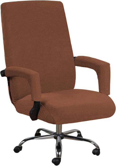 H.VERSAILTEX Stretchable Home Office Chair Covers for Mid-High Back Universal Executive Boss Chair, Caramel - Large
