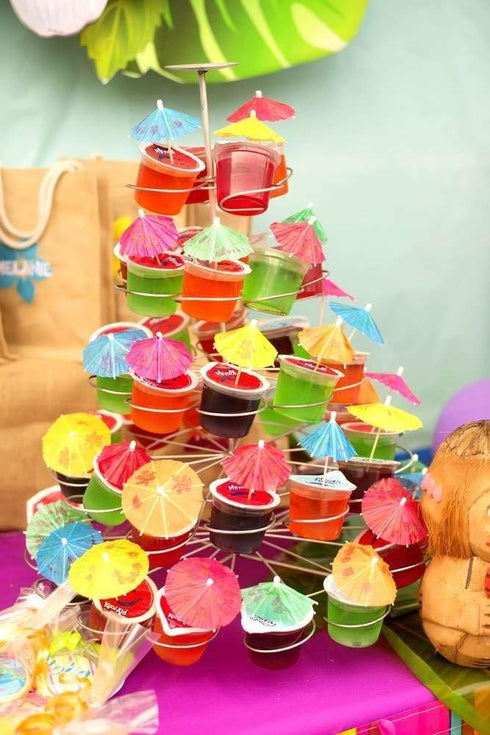 Charmed Luau Tropical Hawaiian Party Decorations - 144 Paper Cocktail Umbrellas, Grass Table Skirt, Lei Garland