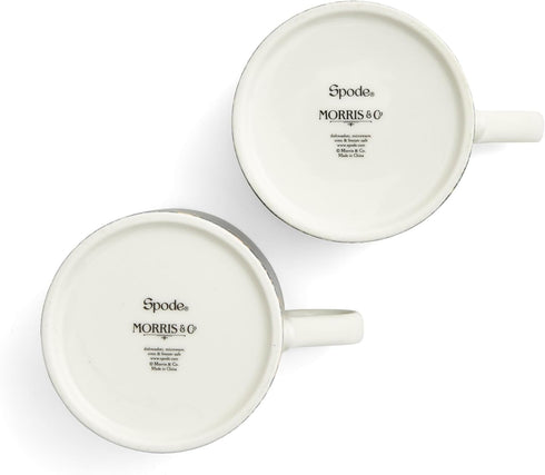 12oz Set 2 Spode Morris & Co Mug, of - Porcelain Drinkware for Tea or Coffee, Microwave & Dishwasher Safe Cups
