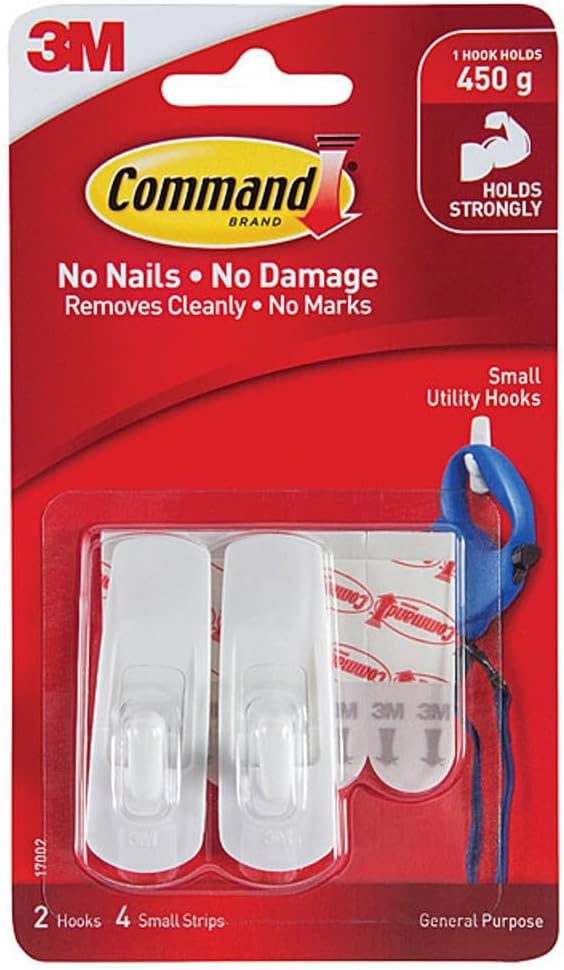 Command Small Utility Hooks, 2-Hook, 6-Pack - Organize Damage-Free