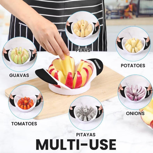 12-Blade 4.72 Inch SCHVUBENR Apple Slicer and Corer - Sharp Stainless Steel Apple Cutter - Professional Apple Divider
