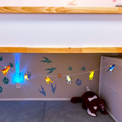LED Dinosaur String Lights - Battery Operated, Perfect for Boys Room Decor, Christmas Party Supplies, Tent, Garden
