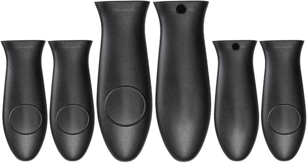 Silicone Hot Handle Holder Cover for Small Cast Iron Skillet & Griddle, 6 Pcs Black Sleeve Grip for Frying Pans &