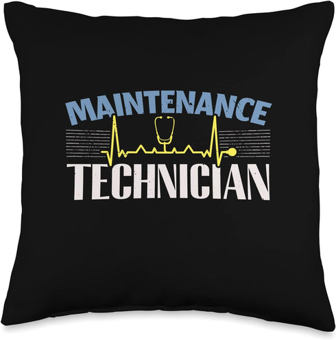 Hospital Maintenance Technician Design for HVAC Techs Throw Pillow, 16x16, Multicolor