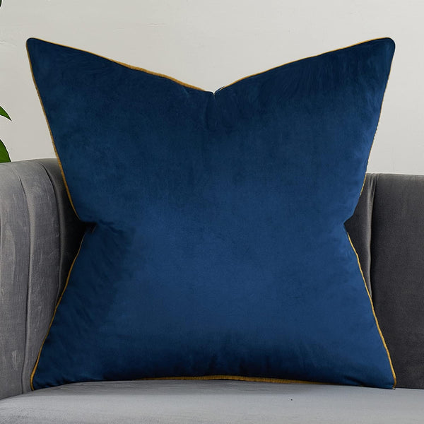 Avigers 20 x 20 Inches Navy Blue Solid Cushion Case, Luxury European Throw Pillow Cover for Couch Bedroom