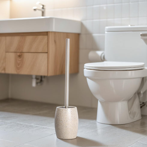 360 Set Clasin Home Toilet Bowl Brush and Holder with Stainless Steel Long Handle, Toilet Scrubber Brush with Durable