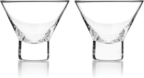 Viski Heavy Base Stemless Martini Glasses, Set of 2 - Premium Short Crystal Cocktail Glass Gift Set, 7.5 oz.