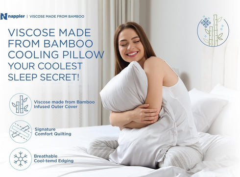 Set 2 Nappler Cooling Pillow for hot Sleepers -Bed Pillows Standard Size Premium of - Adjustable Shredded Memory Foam