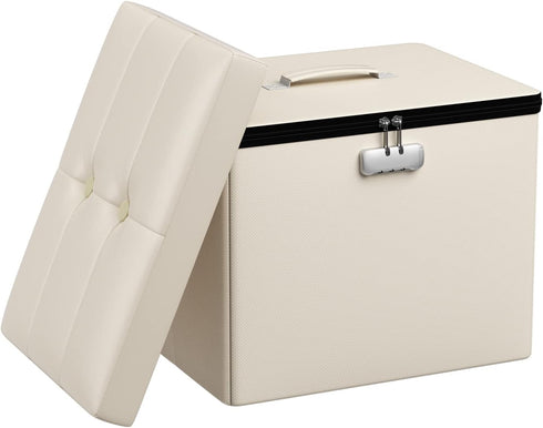 17 13 13 inch Tamfile Small Ottoman with Storage, x x Fireproof Safe Folding Ottoman with Lock for Important Documents