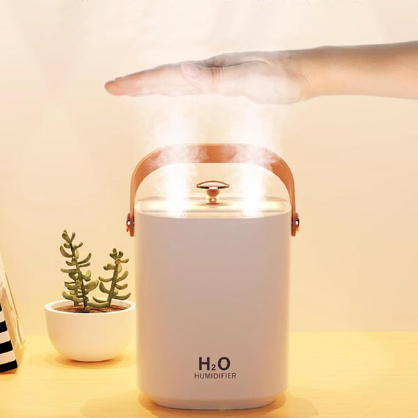 Humidifiers for Bedroom, 1.2L Portable Cool Mist USB Desk Humidifier, Auto Shut-Off, Warm Night Light, Dual Nozzle