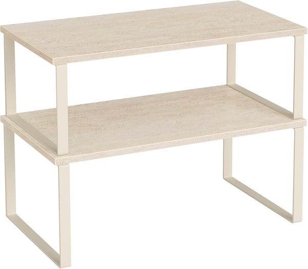SONGMICS Cabinet Organizer Shelf, Set of 2 Kitchen Counter Shelves, Kitchen Storage,