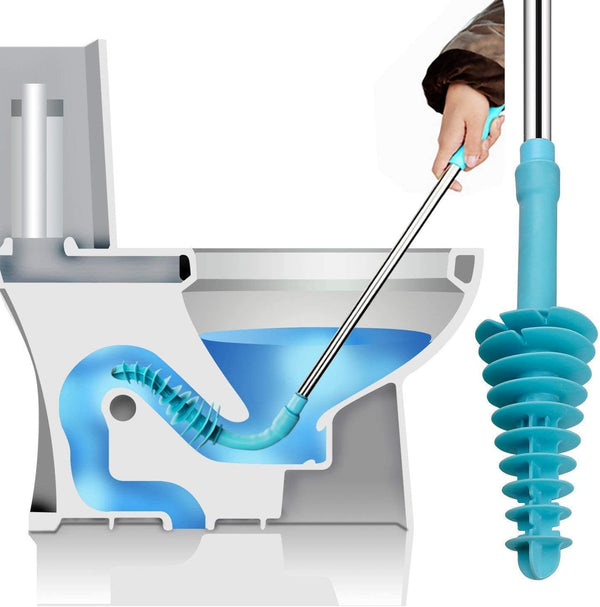 Samshow Toilet Plunger with Stainless Steel Handle and Wall Hook, Designed for Siphon-Type Toilet Pipe