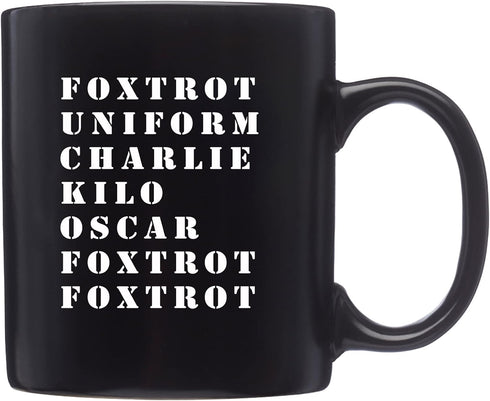Rogue River Tactical Funny Novelty Coffee Mug, Military Alphabet Foxtrot OFF Black Cup, Great Gift Idea for Military
