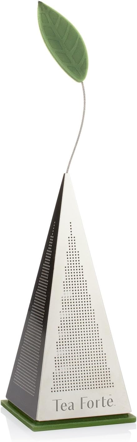 Tea Forte Icon Stainless Steel Loose Leaf Tea Infuser - Extra Fine Strainer with Silicone Leaf