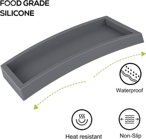 Bathroom Trays for Counter, Silicone Vanity Trays for Bathroom, Rectangle Sponge Holder for Kitchen Sink - Grey