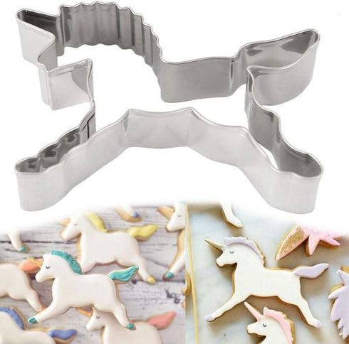 3-Piece Unicorn Cookie Cutter Set, Stainless Steel Unicorn, Rainbow & Head Shapes, Dishwasher Safe